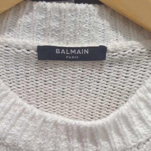 Balmain Men's White Cable Knit Sweater - Size M Like New - Picture 4 of 13